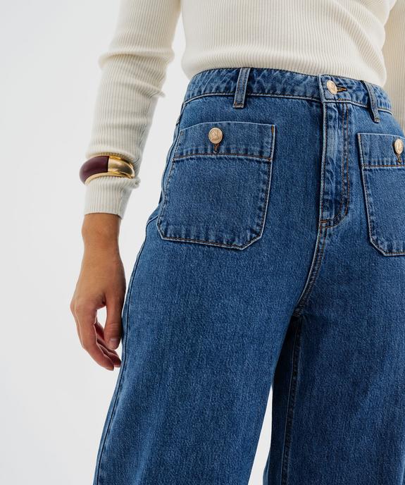 Jean wide leg taille haute avec poches plaquées femme  - LuluCastagnette vue2 - LULU CASTAGNETTE GEMO FOR GOOD - GEMO