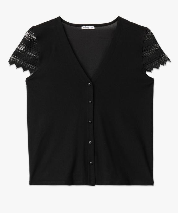 Tee-shirt boutonné à manches courtes en dentelle femme vue4 - GEMO(FEMME PAP) - GEMO