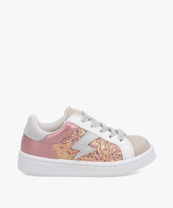 Baskets fille dessus pailleté et lacets brillants vue1 - GEMO (ENFANT) - GEMO