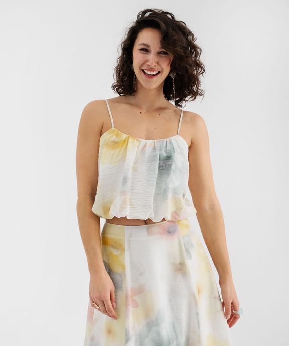 Top à fines bretelles court et blousant femme vue2 - GEMO 4G FEMME - GEMO