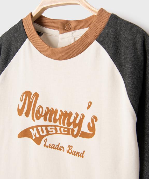 Tee-shirt à manches longues contrastantes bébé garçon vue2 - GEMO 4G BEBE - GEMO