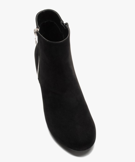 Boots femme à talon carré en suédine unie et zip décoratif vue5 - VALENTINA BALDA - GEMO