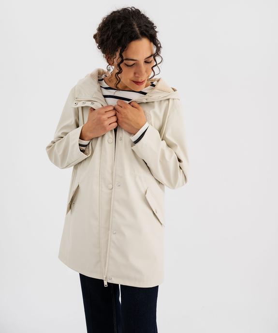Imperméable déperlant à capuche rayée femme - LuluCastagnette vue2 - LULUCASTAGNETTE - GEMO