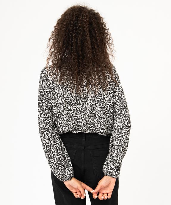 Tee-shirt à manches longues et col V à motifs fleuris femme vue3 - GEMO 4G FEMME - GEMO