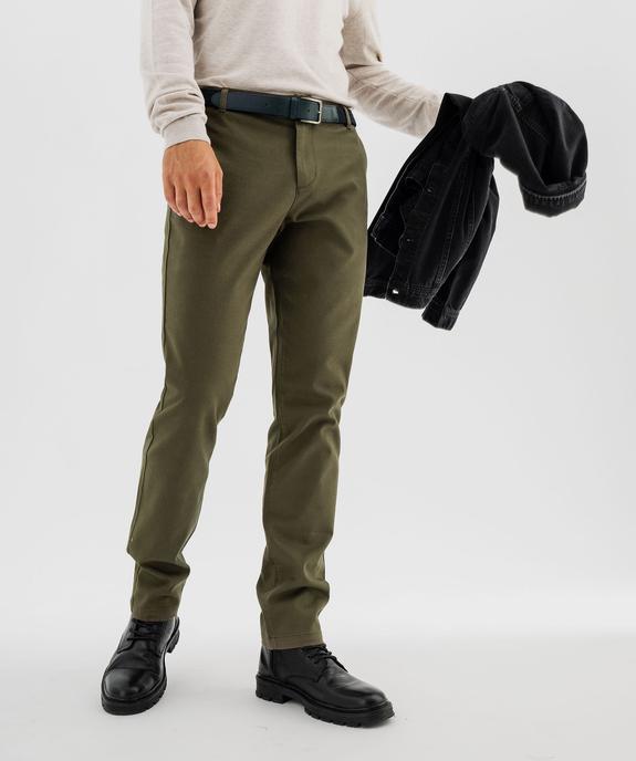 Pantalon chino en coton stretch avec ceinture tressée homme vue2 - GEMO 4G HOMME - GEMO