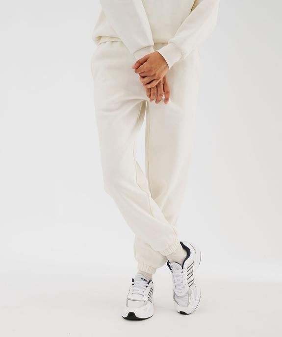 Pantalon de jogging en molleton uni à taille élastiquée femme vue1 - GEMO 4G FEMME - GEMO