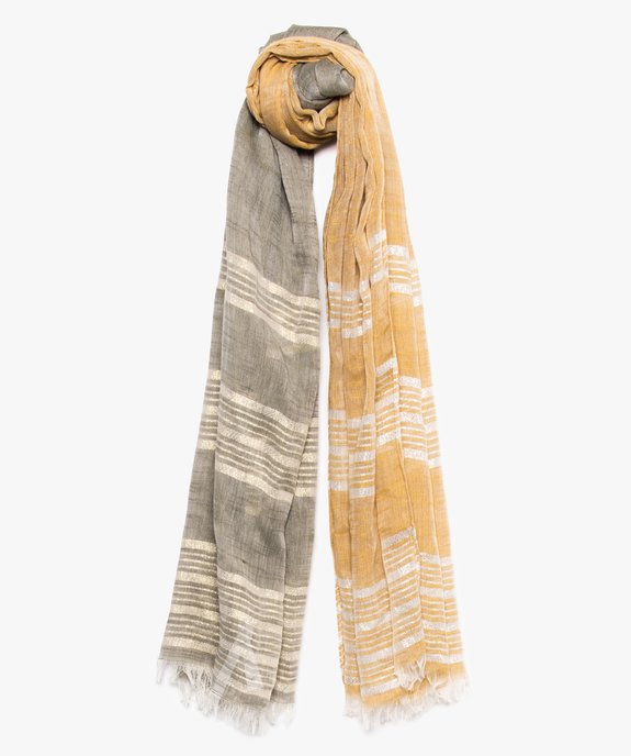 Foulard femme bicolore avec rayures en fil pailleté vue1 - GEMO (ACCESS) - GEMO