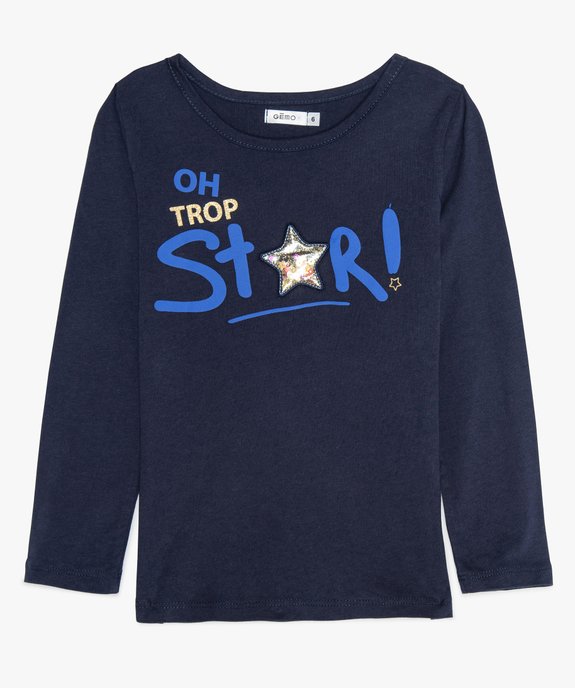 Tee-shirt fille manches longues à motif paillettes et sequins vue1 - GEMO (ENFANT) - GEMO