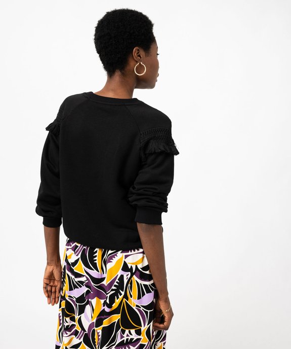 Sweat avec franges et maille ajourée sur le buste femme vue3 - GEMO(FEMME PAP) - GEMO