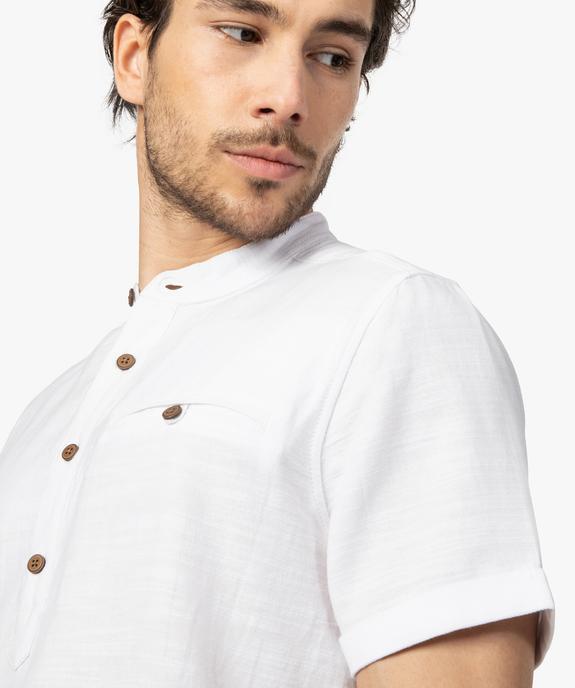 Chemise homme à col mao et manches courtes vue2 - GEMO (HOMME) - GEMO