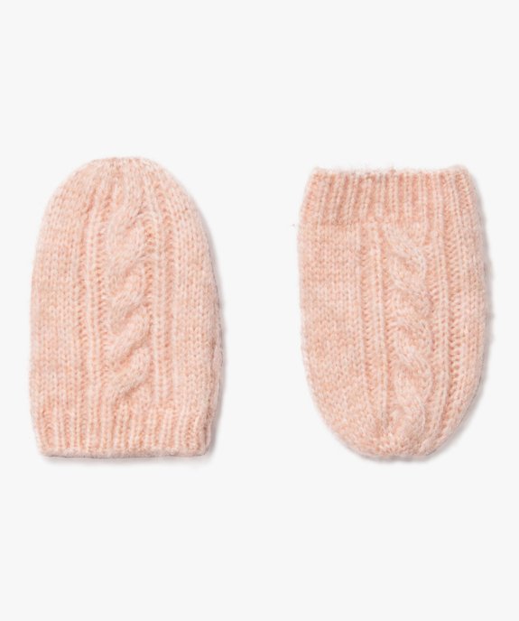 Moufles en maille torsadée bébé fille vue1 - GEMO(BEBE DEBT) - GEMO
