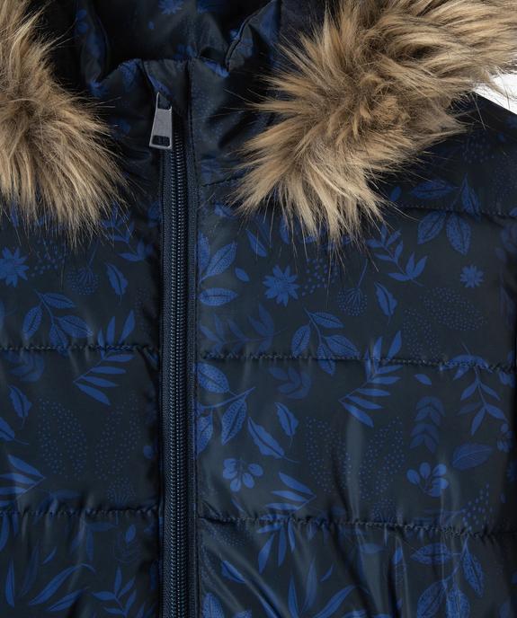 Parka fille fleurie à capuche doublée fourrure imitation vue4 - GEMO 4G FILLE - GEMO