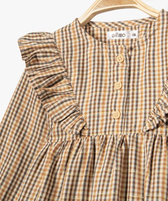 Blouse manches longues à carreaux et volants bébé fille vue2 - GEMO(BEBE DEBT) - GEMO