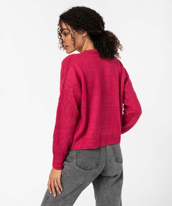Gilet femme en maille ajourée scintillante vue3 - GEMO(FEMME PAP) - GEMO