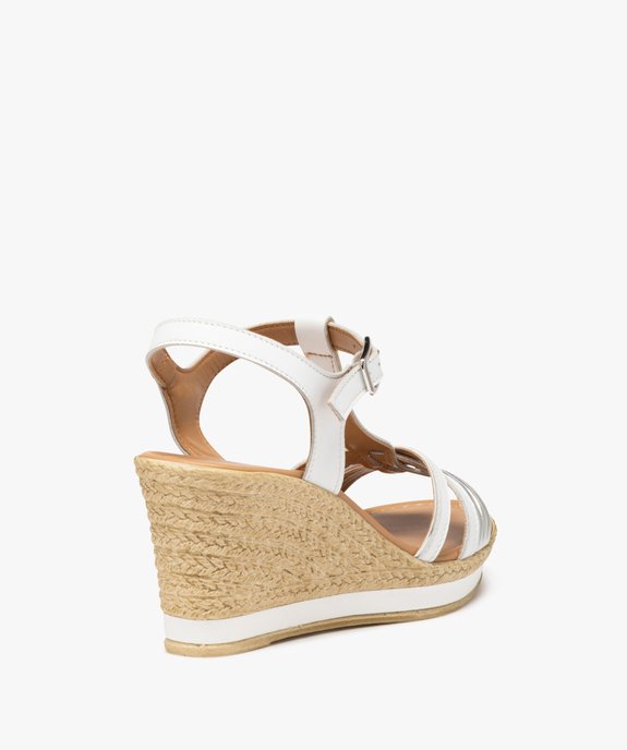 Sandales femme compensée avec brides en cuir détail métallisé - Taneo vue4 - TANEO - GEMO