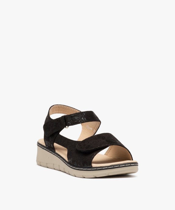Sandales femme confort en tissu brillant et à scratch vue2 - SANS MARQUE - GEMO