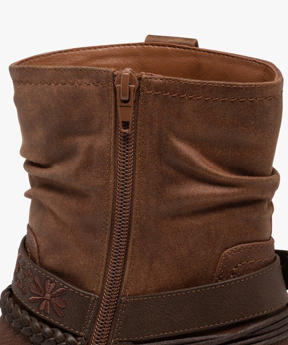 Boots à petit talon carré avec col effet drapé et brides fantaisie  vue6 - GEMO(URBAIN) - GEMO