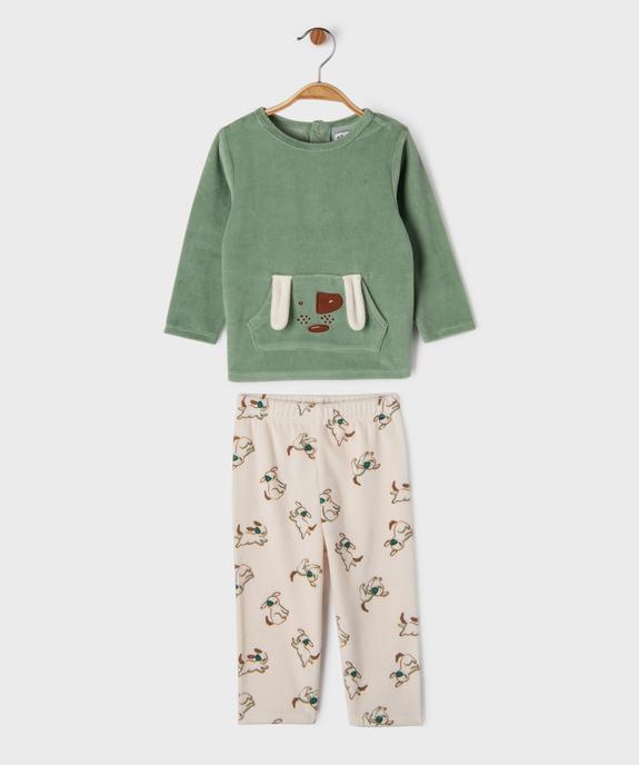 Pyjama en velours 2 pièces imprimées bébé vue1 - GEMO 4G BEBE - GEMO