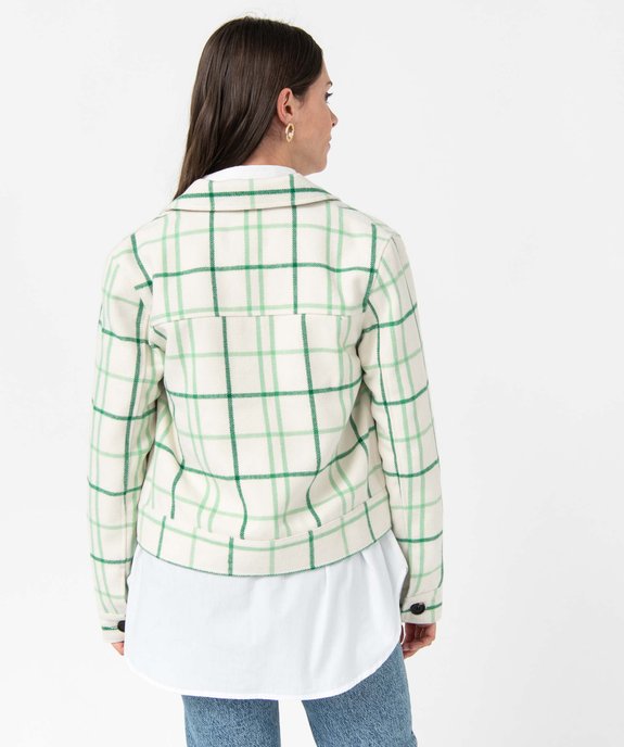 Blouson femme à carreaux avec larges poches poitrine vue3 - GEMO(FEMME PAP) - GEMO