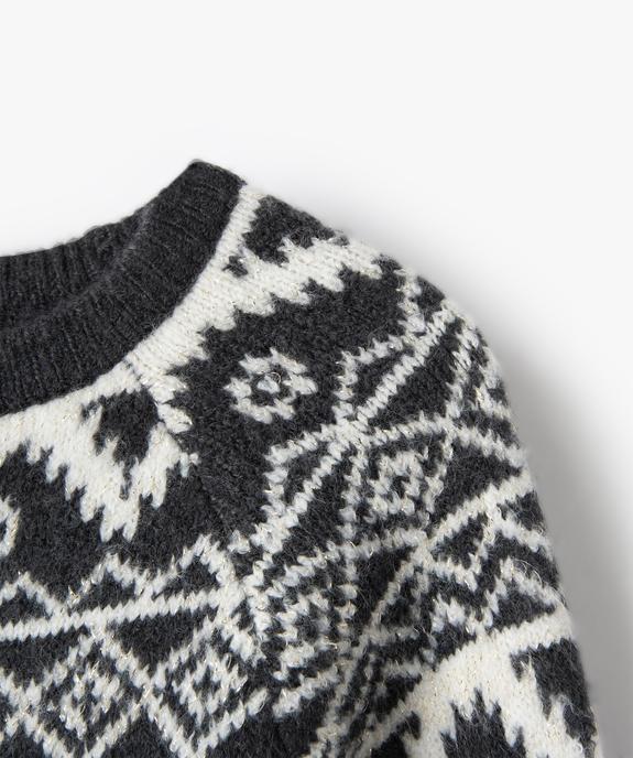 Robe pull fille en maille jacquard à paillettes vue2 - GEMO (ENFANT) - GEMO