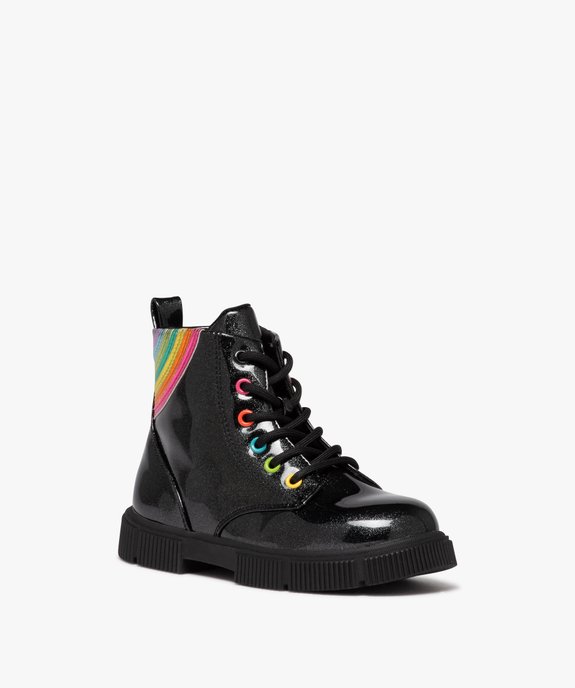 Boots fille unies à paillettes et arc en ciel en strass à semelle épaisse vue2 - GEMO (ENFANT) - GEMO