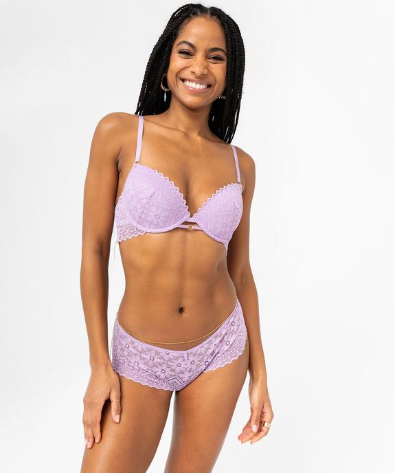 Shorty en dentelle fleurie transparente femme - GEMO(HOMWR FEM) Shorty en dentelle fleurie transparente femme vue3 - GEMO(HOMWR FEM) - GEMO