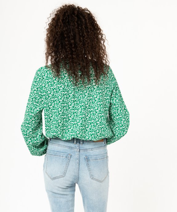 Tee-shirt à manches longues et col V à motifs fleuris femme vue3 - GEMO 4G FEMME - GEMO