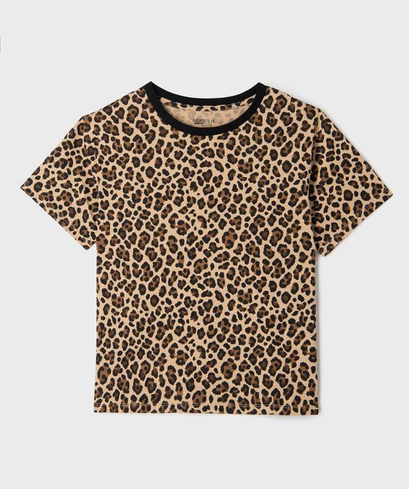 Tee-shirt manches courtes à motif léopard fille vue1 - GEMO 4G FILLE - GEMO