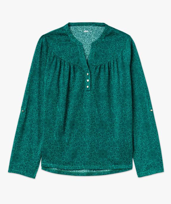 Tee-shirt à manches longues imprimé avec col boutonné femme vue4 - GEMO 4G FEMME - GEMO