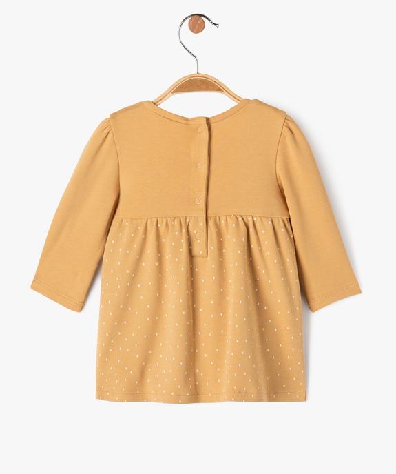 Robe manches longues en maille jersey avec body intégré bébé fille vue4 - GEMO(BB COUCHE) - GEMO