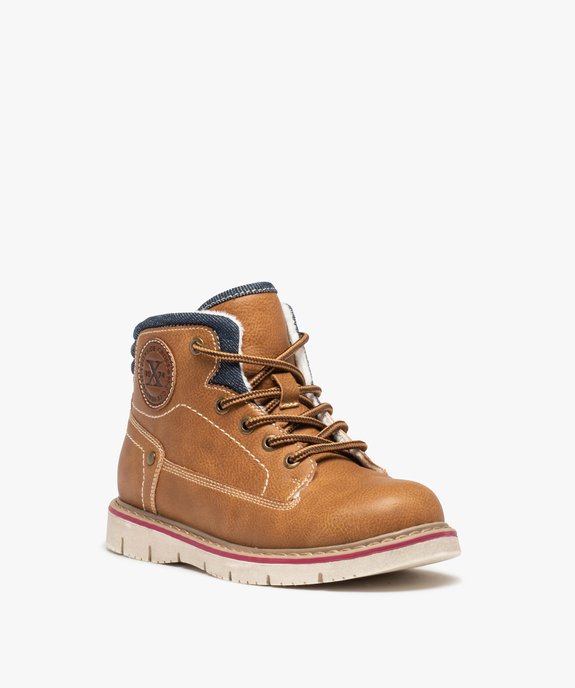 Boots fourrées garçon à tige unie et semelle crantée vue2 - GEMO 4G GARCON - GEMO