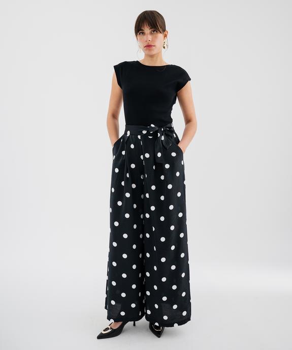 Pantalon large en viscose fluide à pois femme vue4 - GEMO 4G FEMME - GEMO