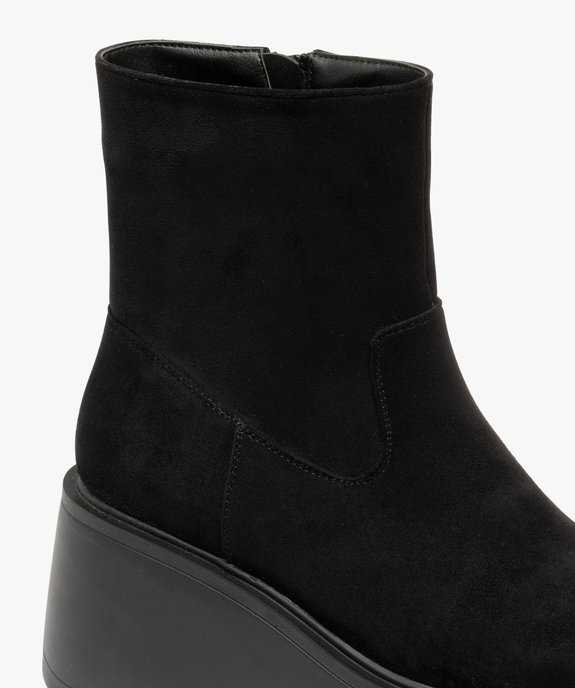 Boots femme à talon compensé en suédine et à zip  vue6 - 5 MILES - GEMO