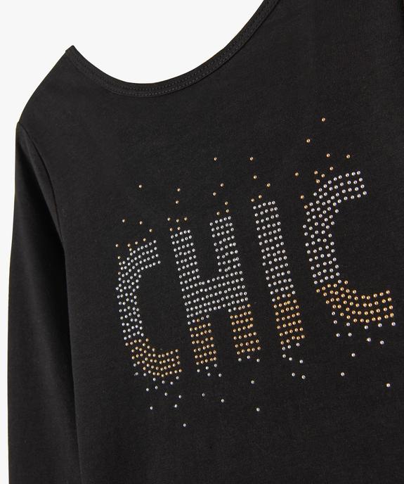 Tee-shirt à manches longues avec dos fantaisie et strass fille vue2 - GEMO 4G FILLE - GEMO