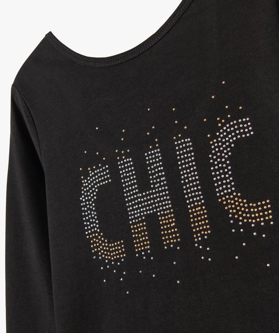 Tee-shirt à manches longues avec dos fantaisie et strass fille vue2 - GEMO 4G FILLE - GEMO