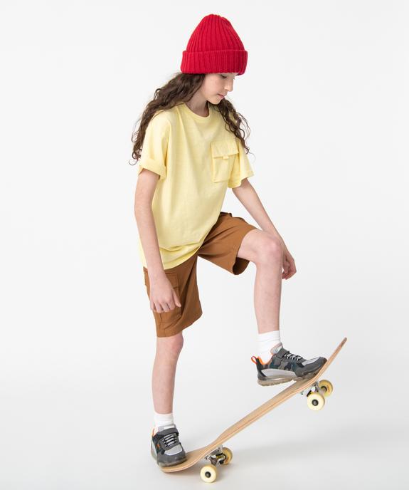 Tee-shirt garçon en coton flammé à manches courtes et poche poitrine vue5 - GEMO (JUNIOR) - GEMO