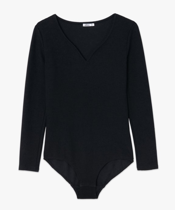 Tee-shirt femme forme body en maille côtelée vue4 - GEMO(FEMME PAP) - GEMO