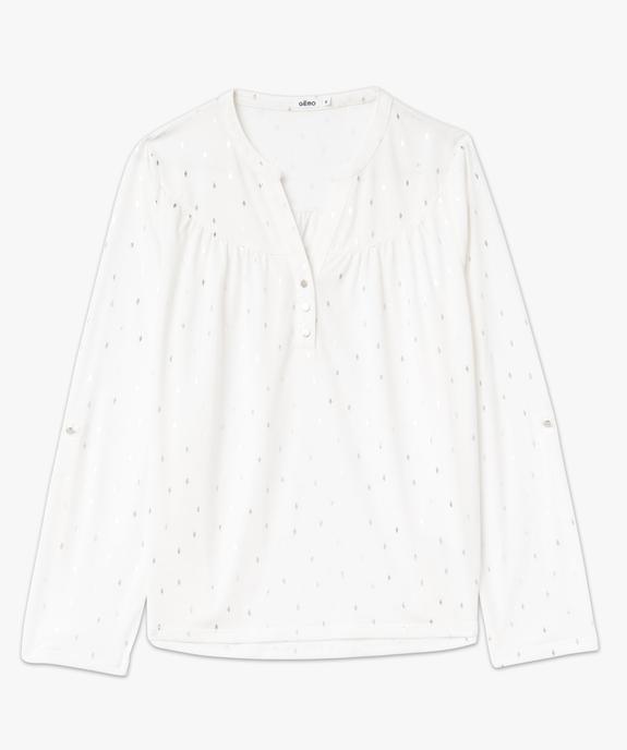 Tee-shirt à manches longues imprimé avec col boutonné femme vue4 - GEMO 4G FEMME - GEMO