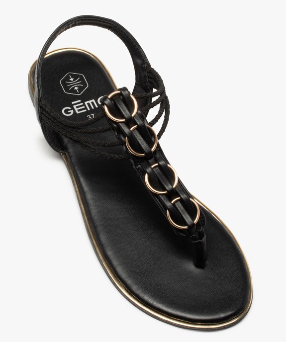 Sandales femme à talon plat et entre-doigts détails métal vue5 - GEMO (CASUAL) - GEMO