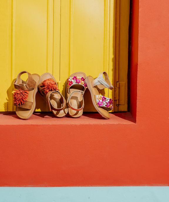 Sandales en cuir avec pompon fantaisie fille vue6 - TANEO GEMO FOR GOOD - GEMO
