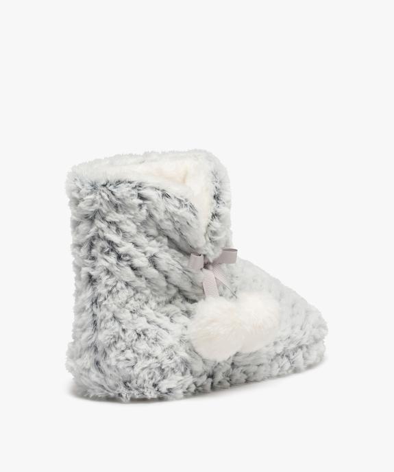 Chaussons boots fourrées avec pompons décoratifs femme vue4 - GEMO(HOMWR FEM) - GEMO