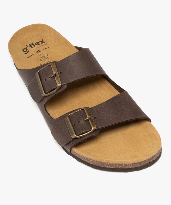Sandales mules confort en cuir 2 brides homme vue5 - G'FLEX - GEMO