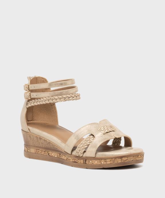 Sandales à talon compensé et talon fermé femme vue2 - EMILIA ROSA - GEMO