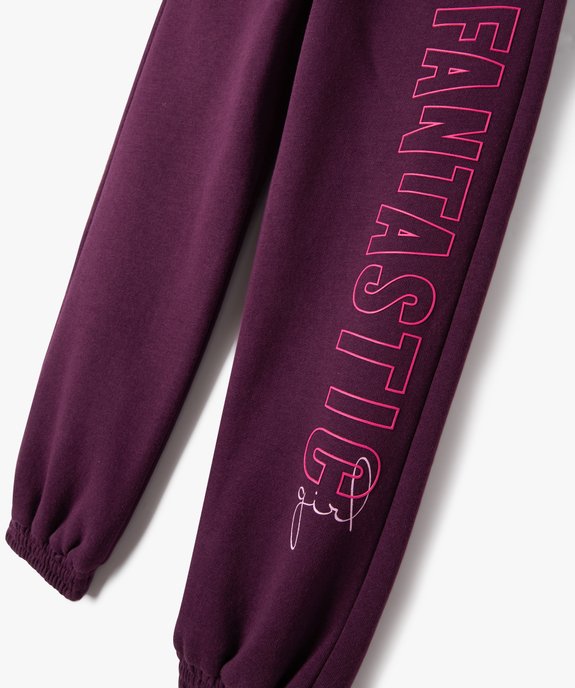 Pantalon de jogging fille avec inscription sur le côté vue2 - GEMO (ENFANT) - GEMO