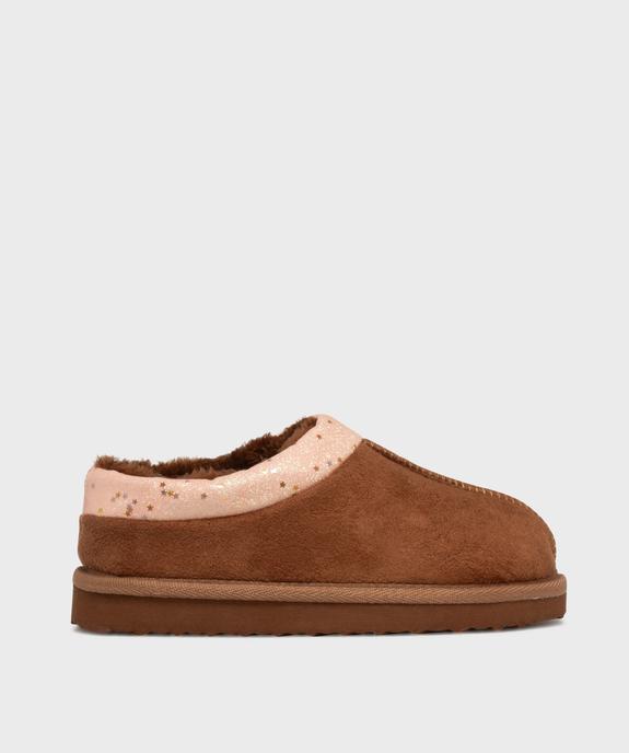 Chaussons en suédine avec doublure fourrure imitation fille vue1 - GEMO (ENFANT) - GEMO