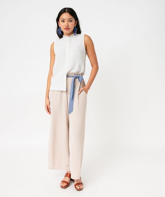 Pantalon large et fluide avec ceinture à motifs femme vue5 - GEMO(FEMME PAP) - GEMO