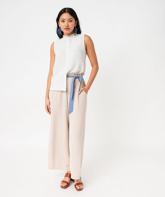 Pantalon large et fluide avec ceinture à motifs femme vue5 - GEMO(FEMME PAP) - GEMO