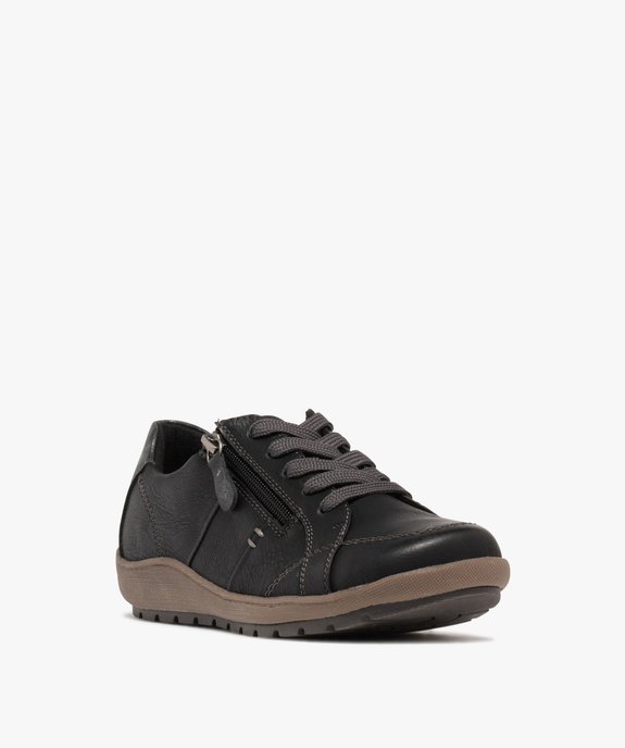 Derbies femme confort dessus uni à zip et à lacets - Softrelax vue2 - SOFTRELAX - GEMO