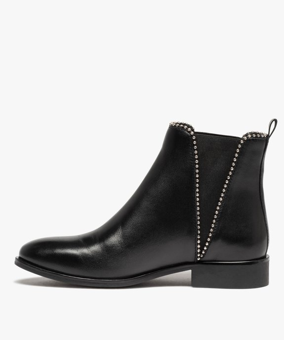 Boots femme style Chelsea dessus cuir uni - Taneo vue3 - TANEO - GEMO