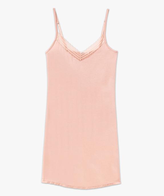 Nuisette en viscose avec col V dentelle et fines bretelles femme vue4 - GEMO 4G FEMME - GEMO